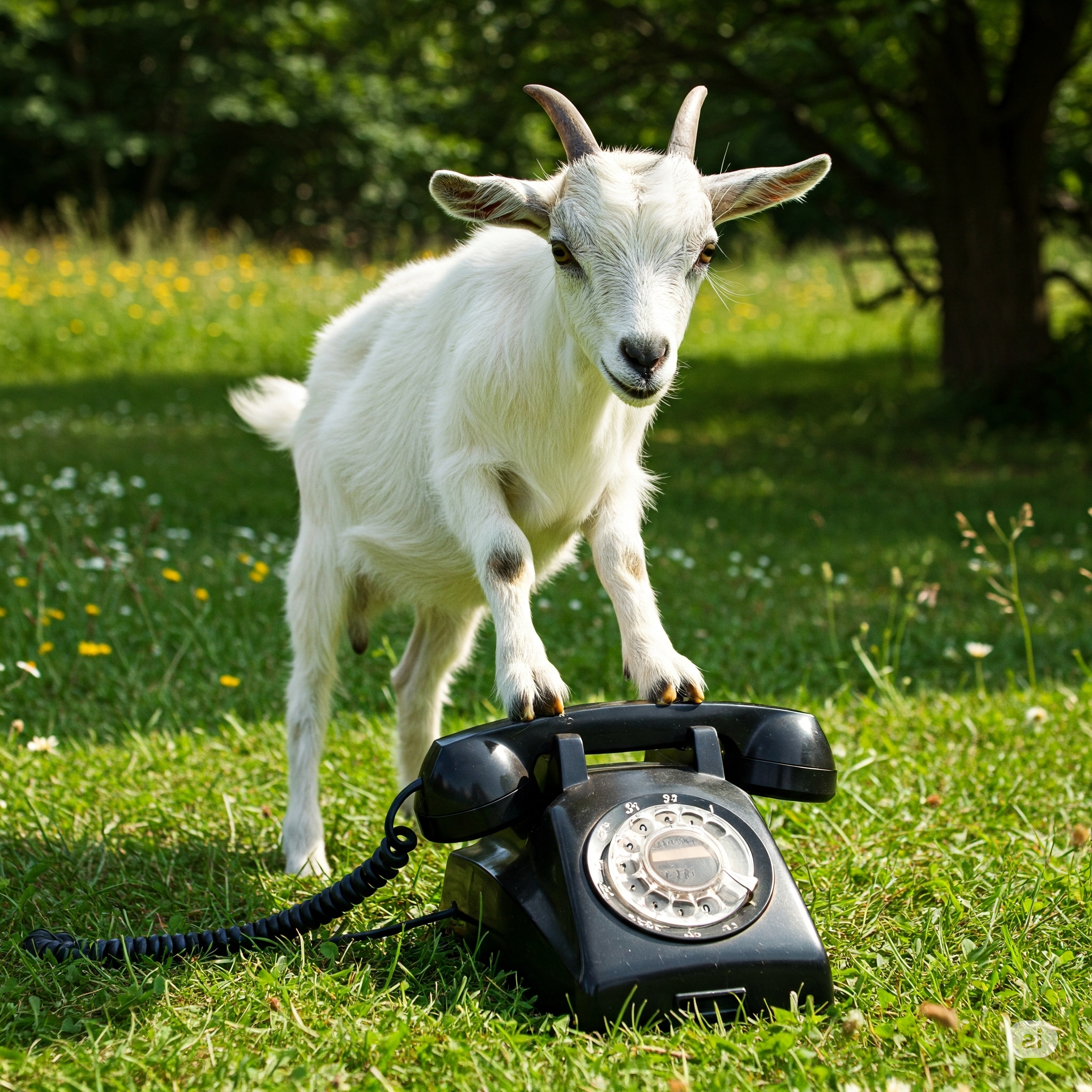 Family with grazing goats